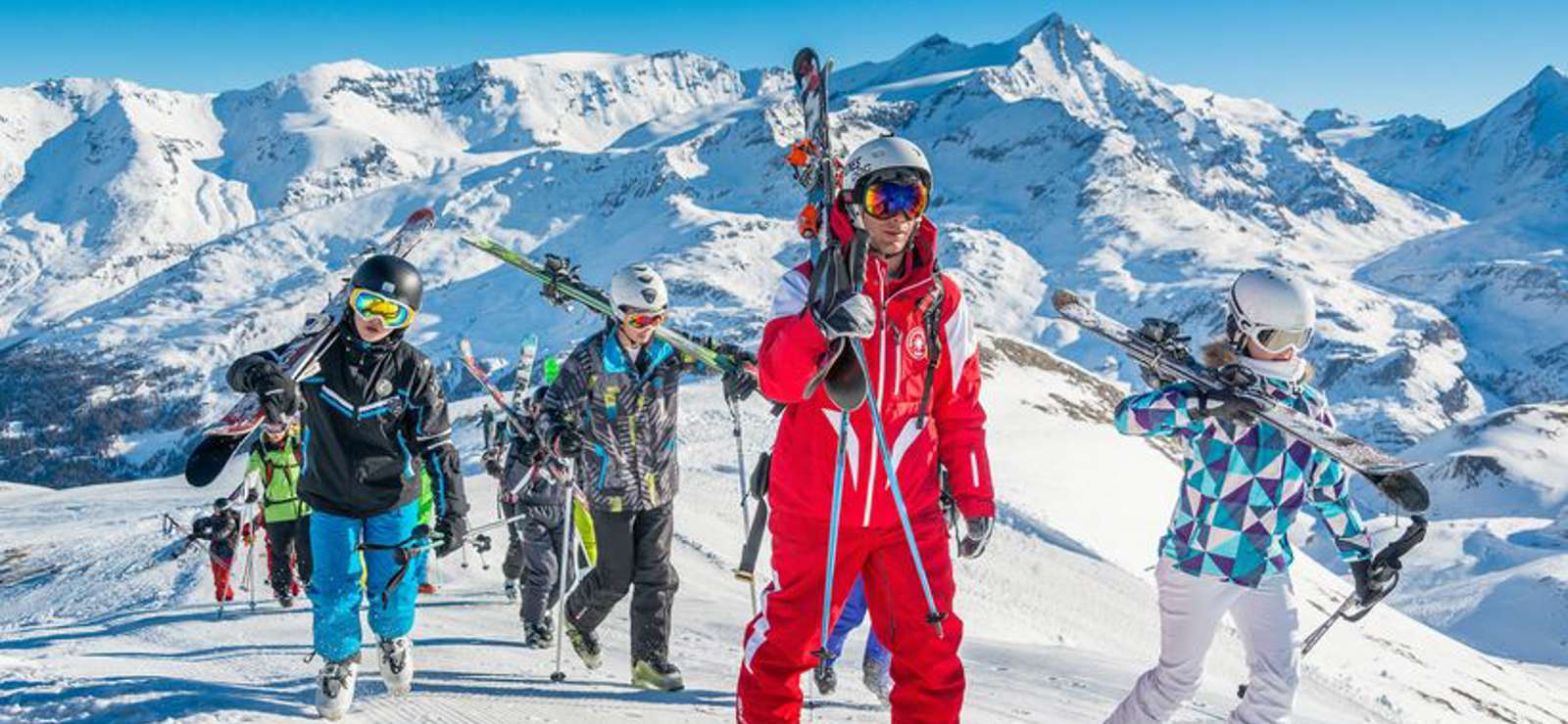 ESF Ski School walking along